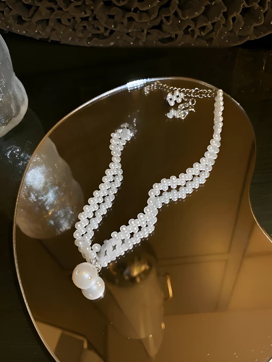 Handmade pearl necklace silver
