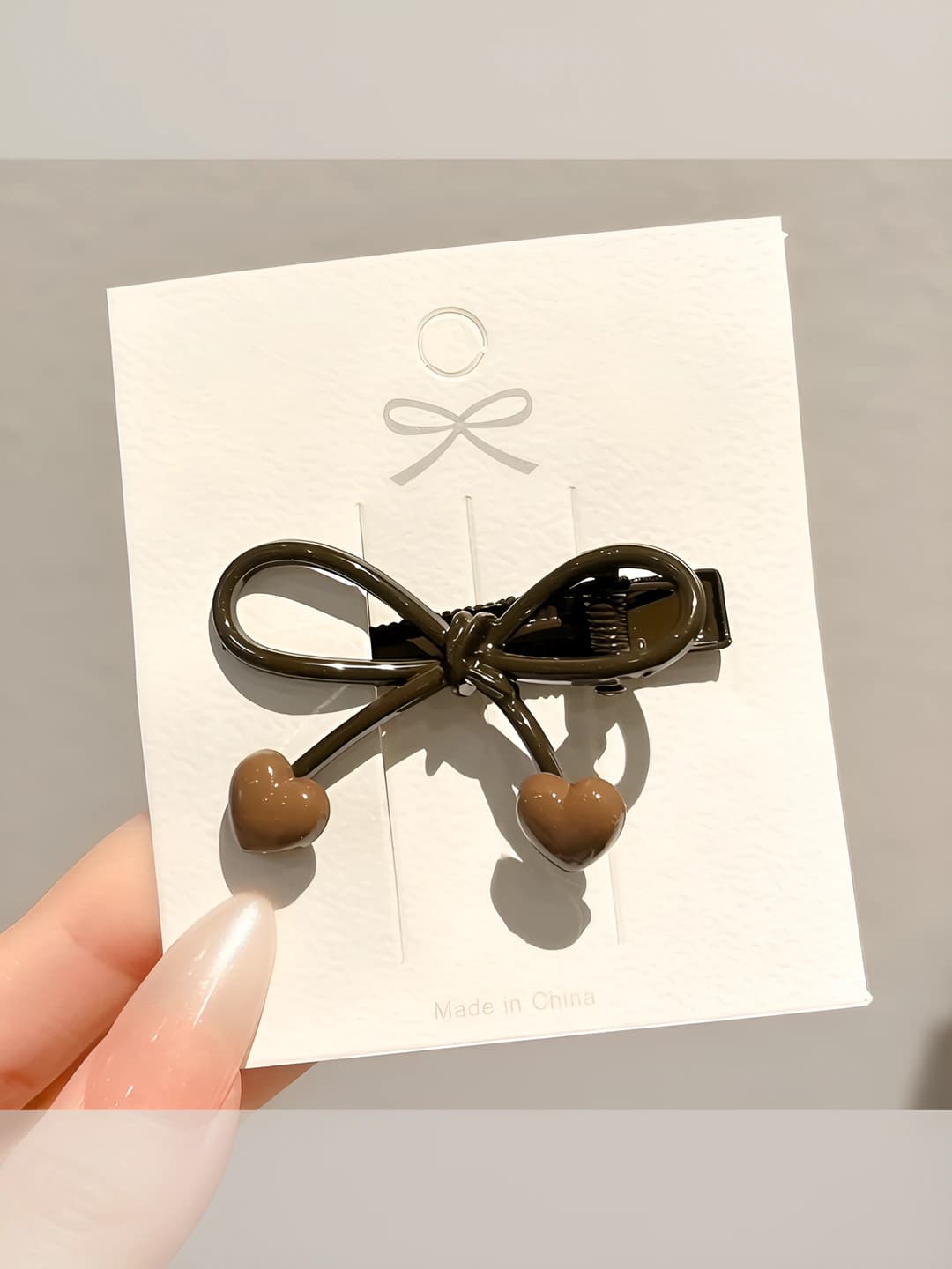 4# Single [Coffee heart] bow hair clip