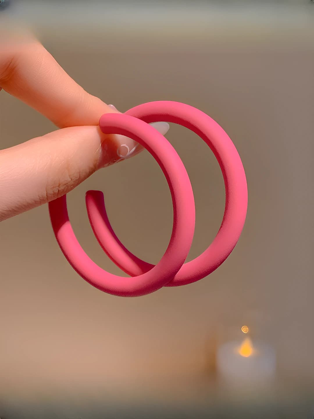 Rose red C-ring earrings