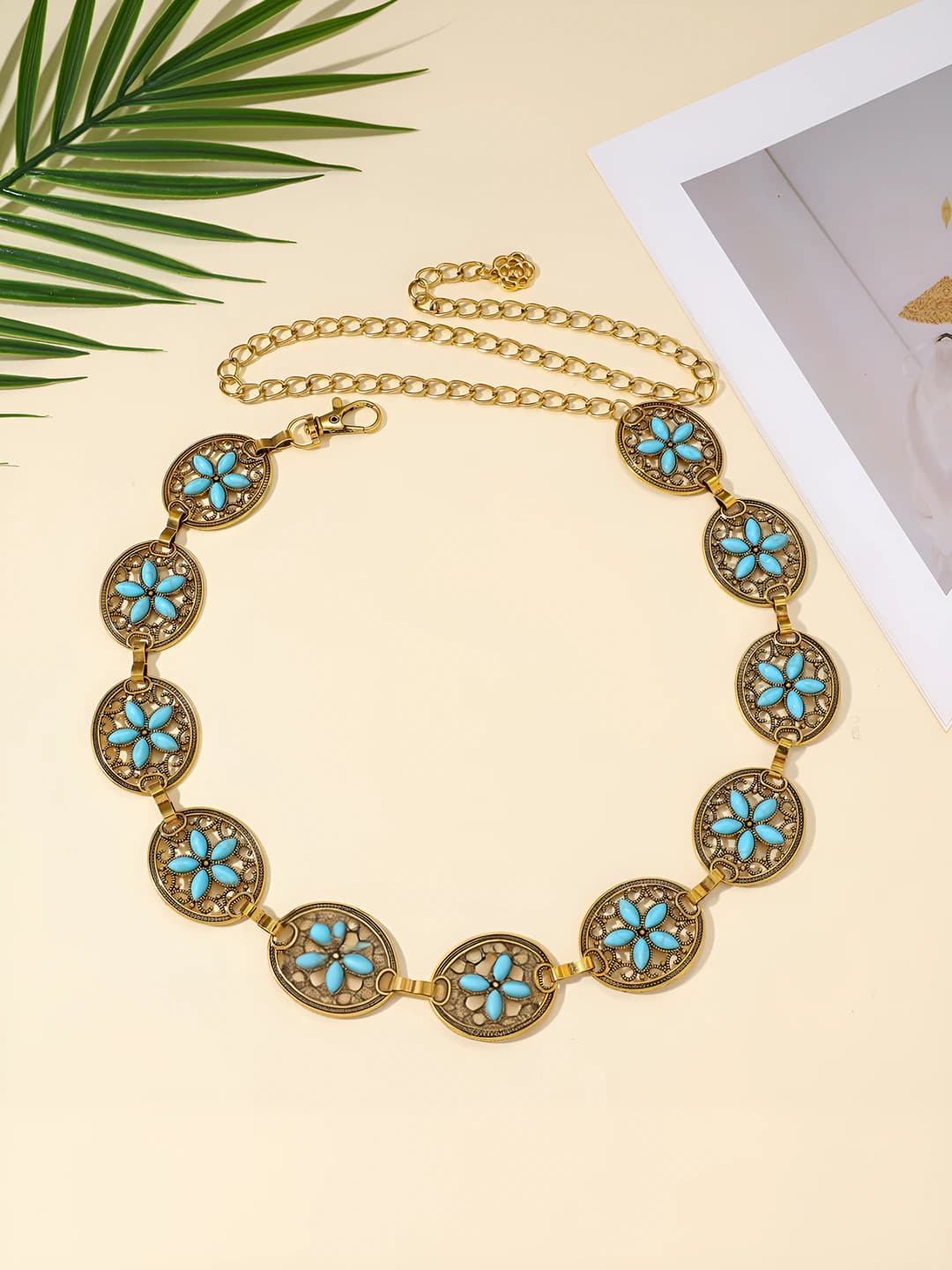 41# Retro gold turquoise rose