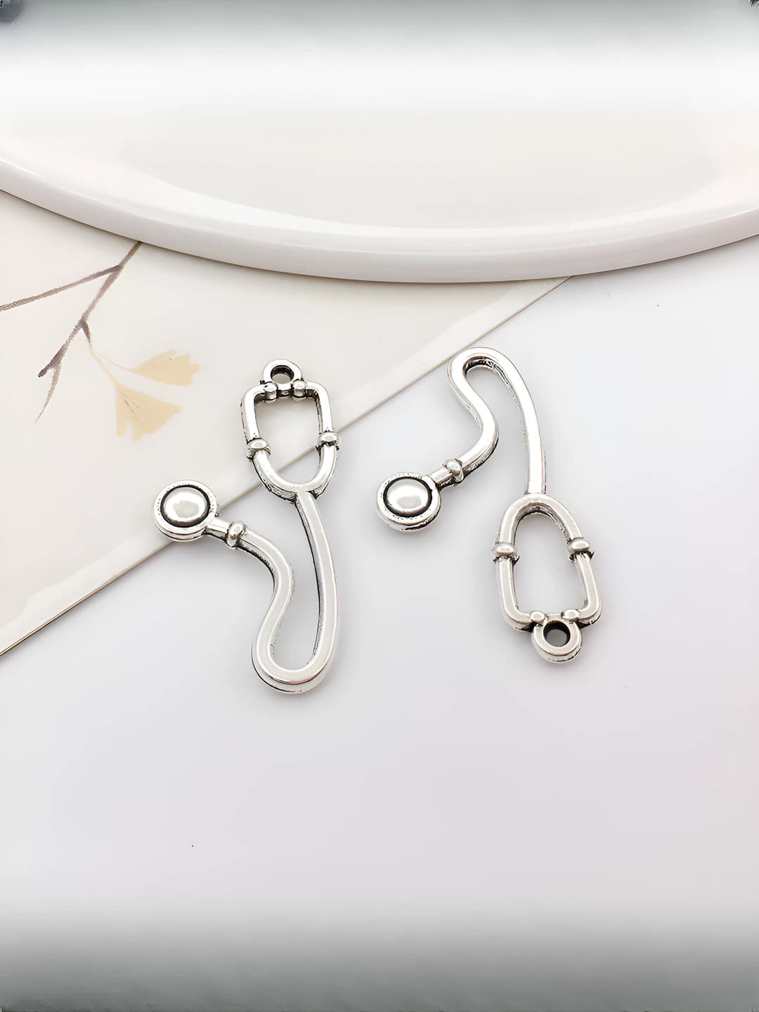 1 pc Antique silver medical stethoscope 14x28mm-1.1g-10604
