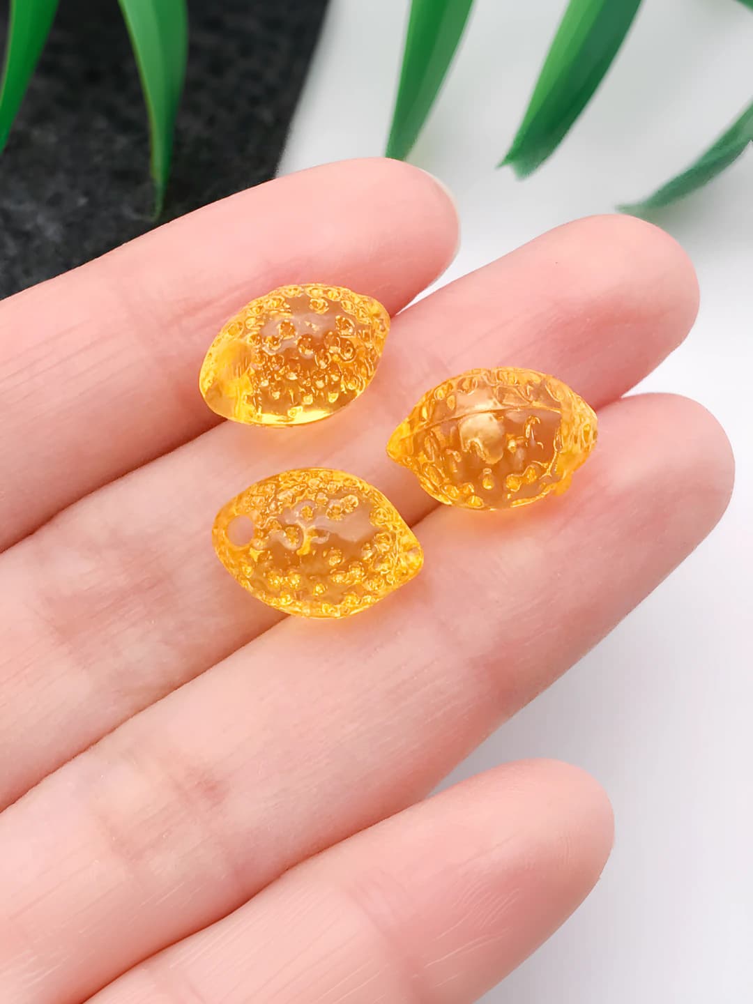 Shaffof sariq limon, 13.5x9.5x9mm, 0.5g