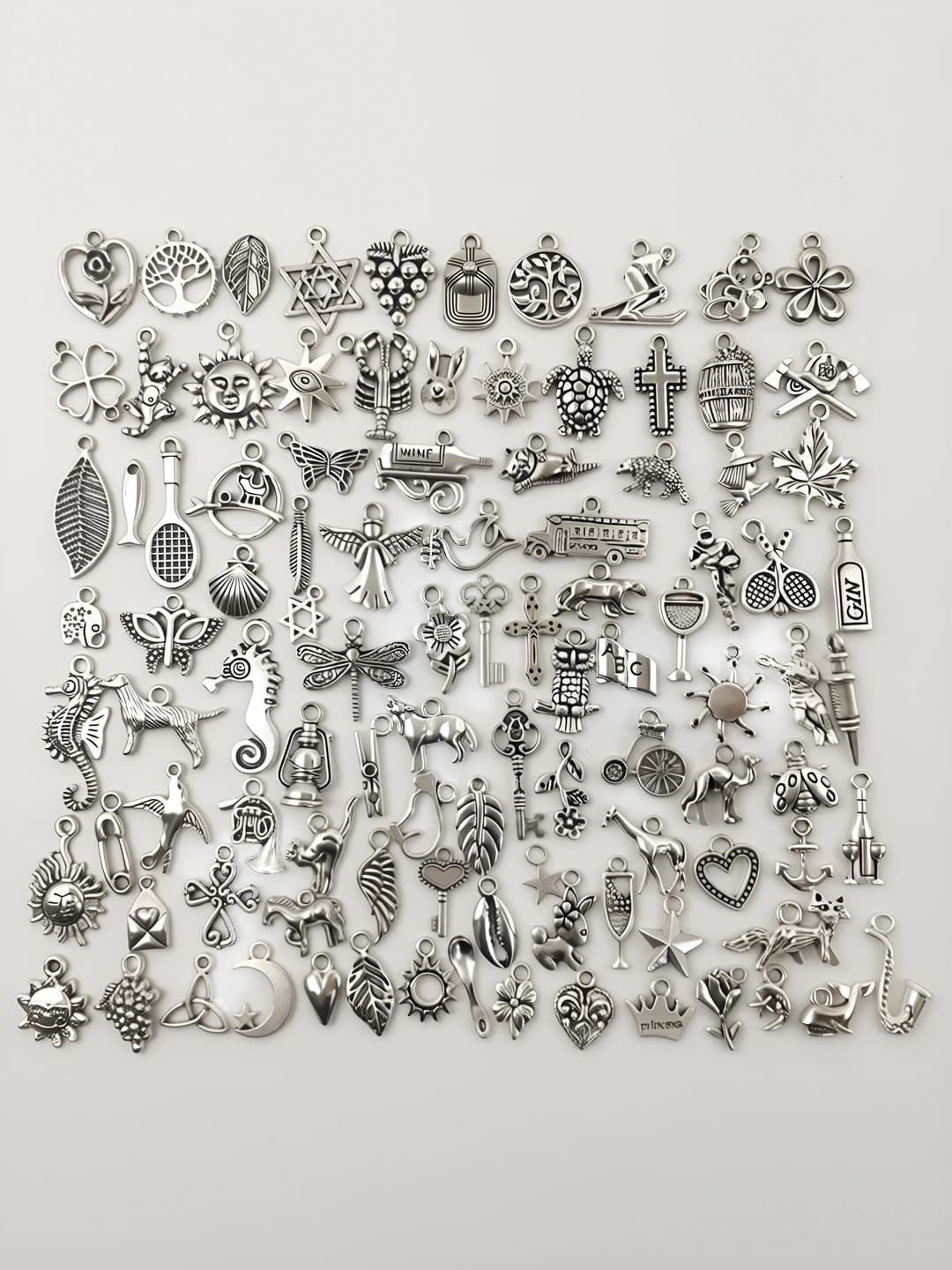 100 pcs mixed antique silver charm, 100g