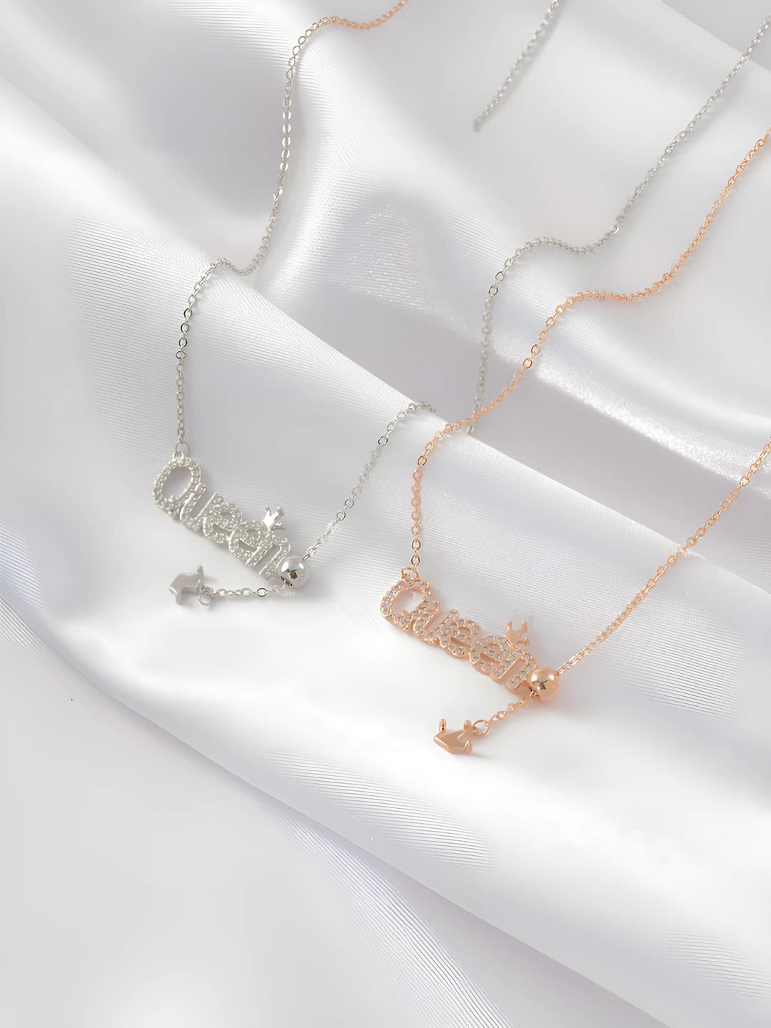 Women's letter pendant necklace: zircon, geometric, 51-80 cm
