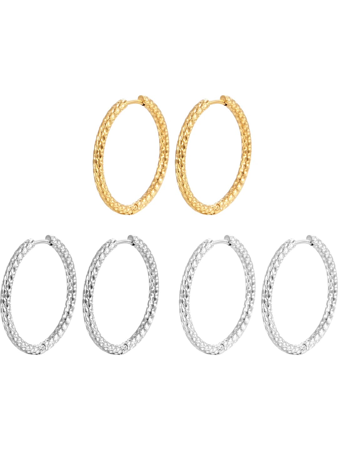 Women's round 18k gold-plated titanium steel stud earrings in a simple style