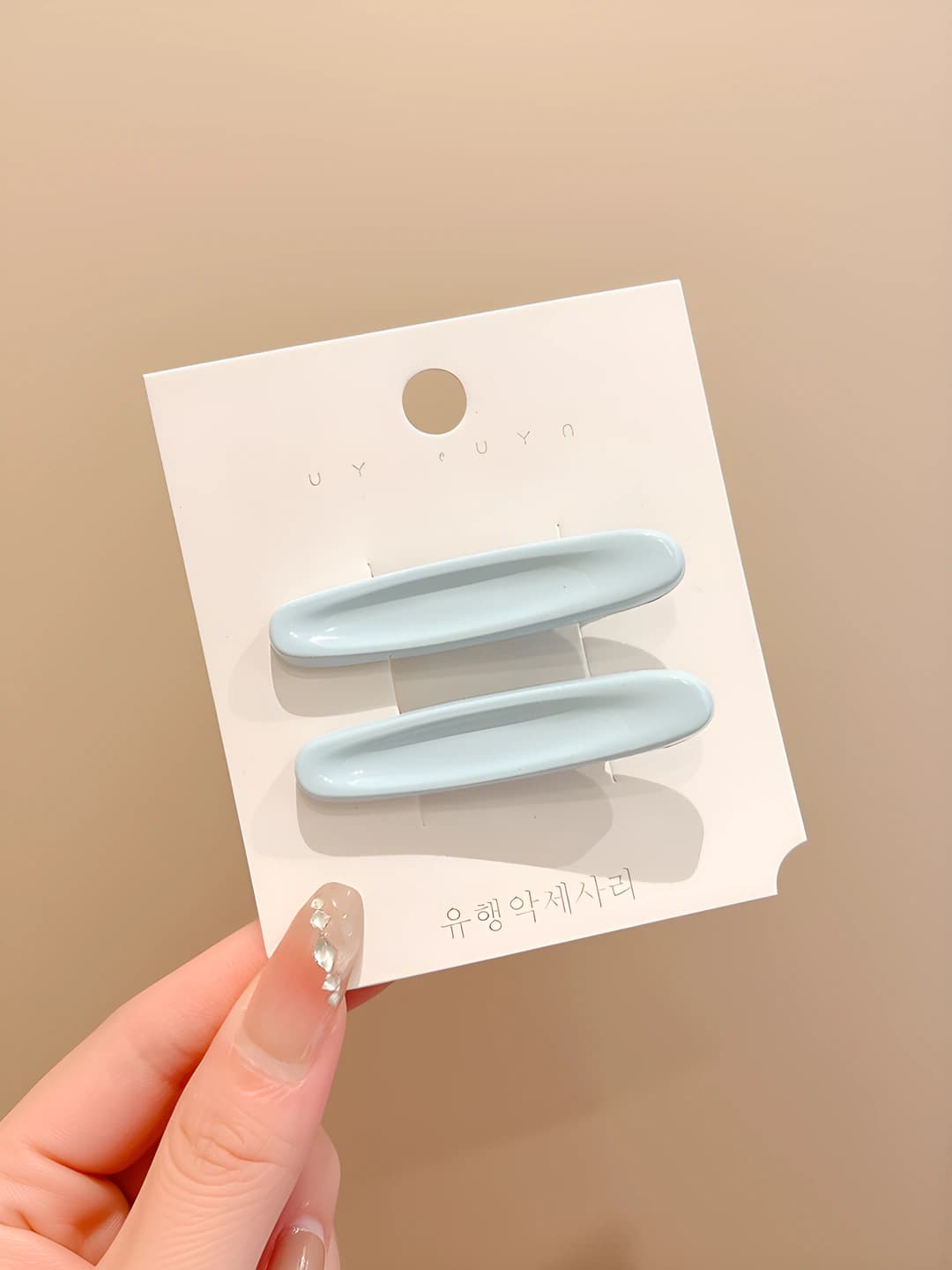 1# Rangli oval gulli soch to'g'asi Ko'k rang Juft ~5.2cm