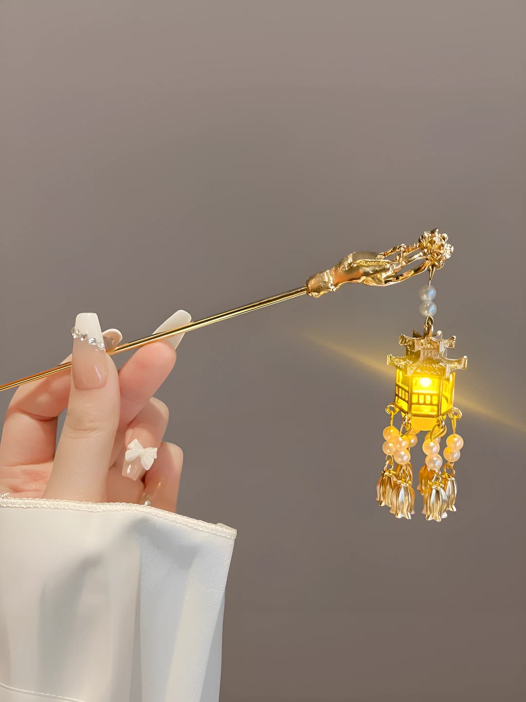 2# Lantern light-up hairpin - Gold (bagged)