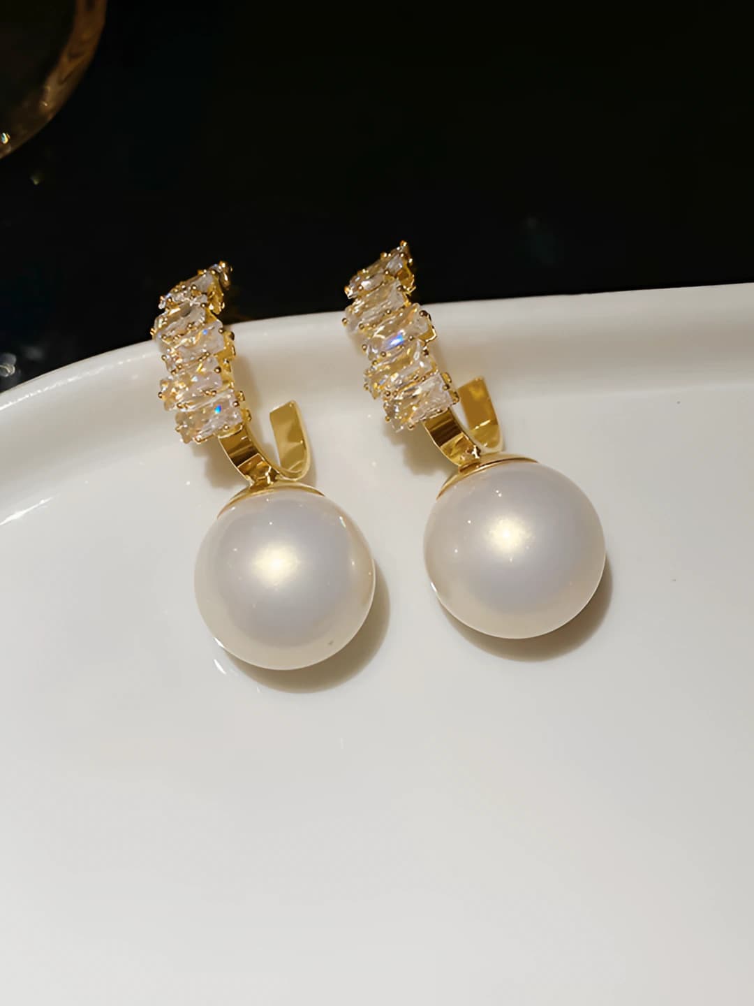 142# Silver post - Gold - White pearl