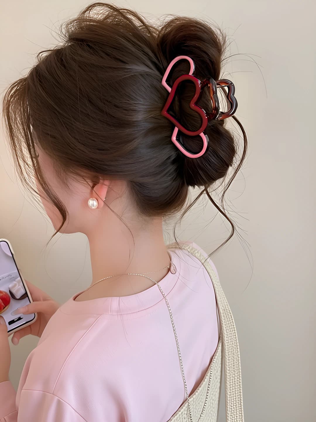 Red-pink heart clip 9 cm