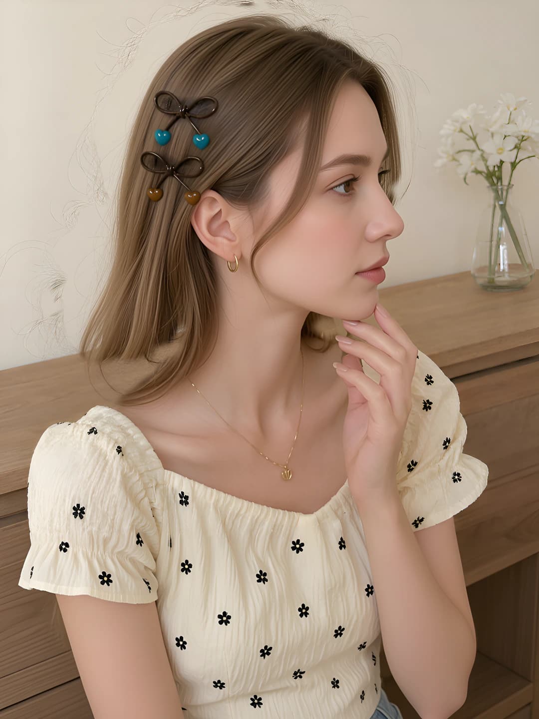Women's hair clips and combs: heart-shaped hair clip