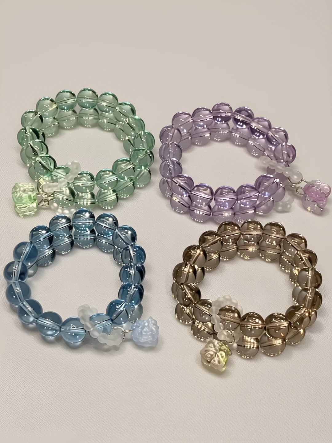Handmade glass and liuli geometric bracelet for couples in new Chinese style