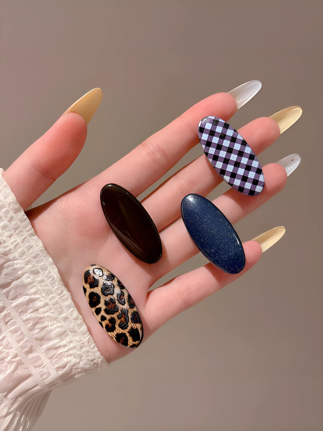 Polka dot, blue-coffee, leopard, 4 pcs