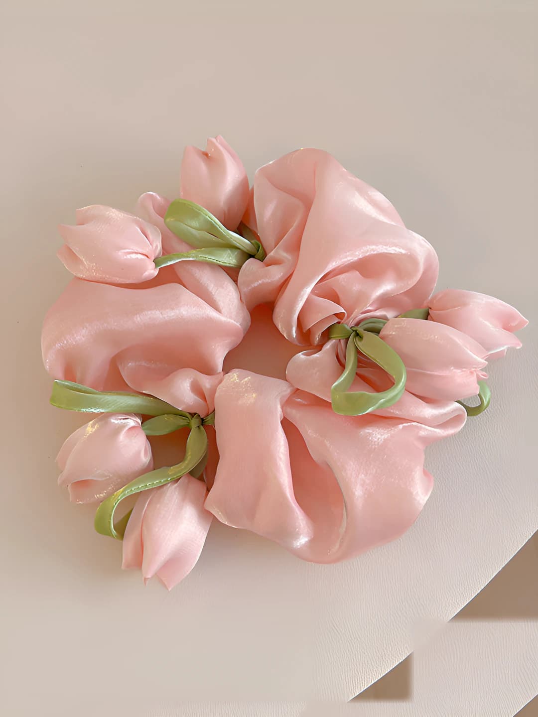 Satin tulip hair tie
