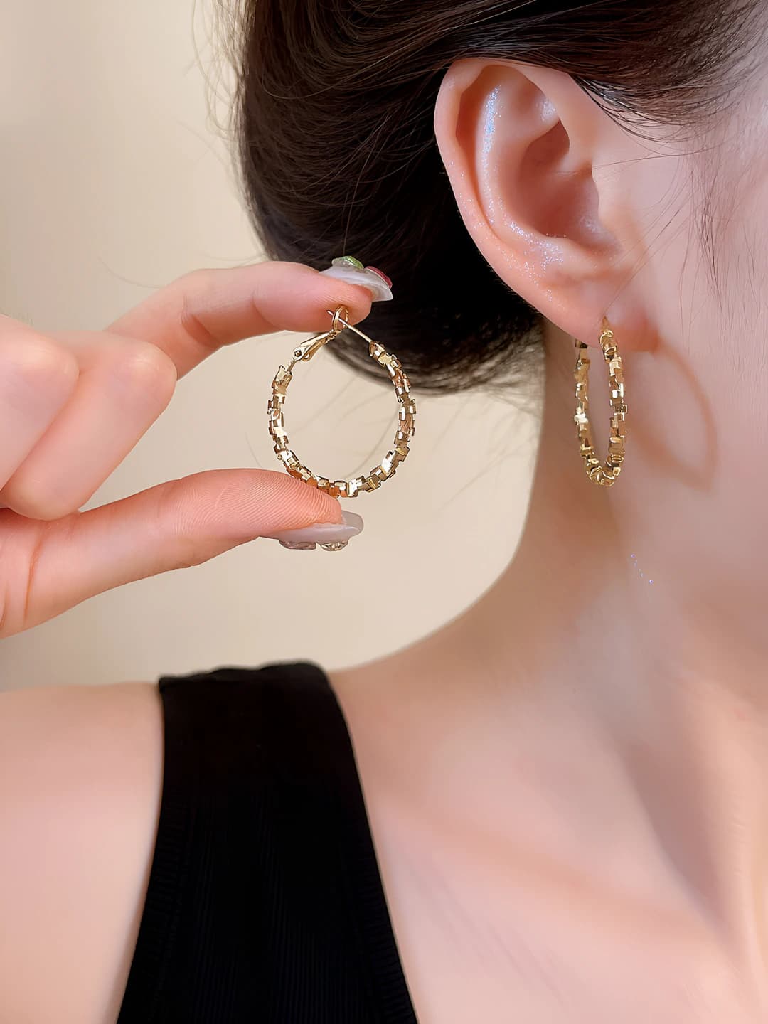Gold silver hoops