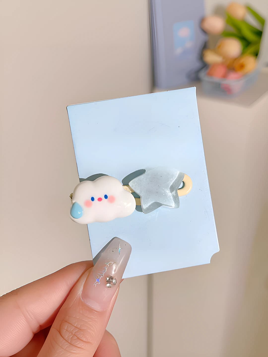 White cloud star clip 6 cm