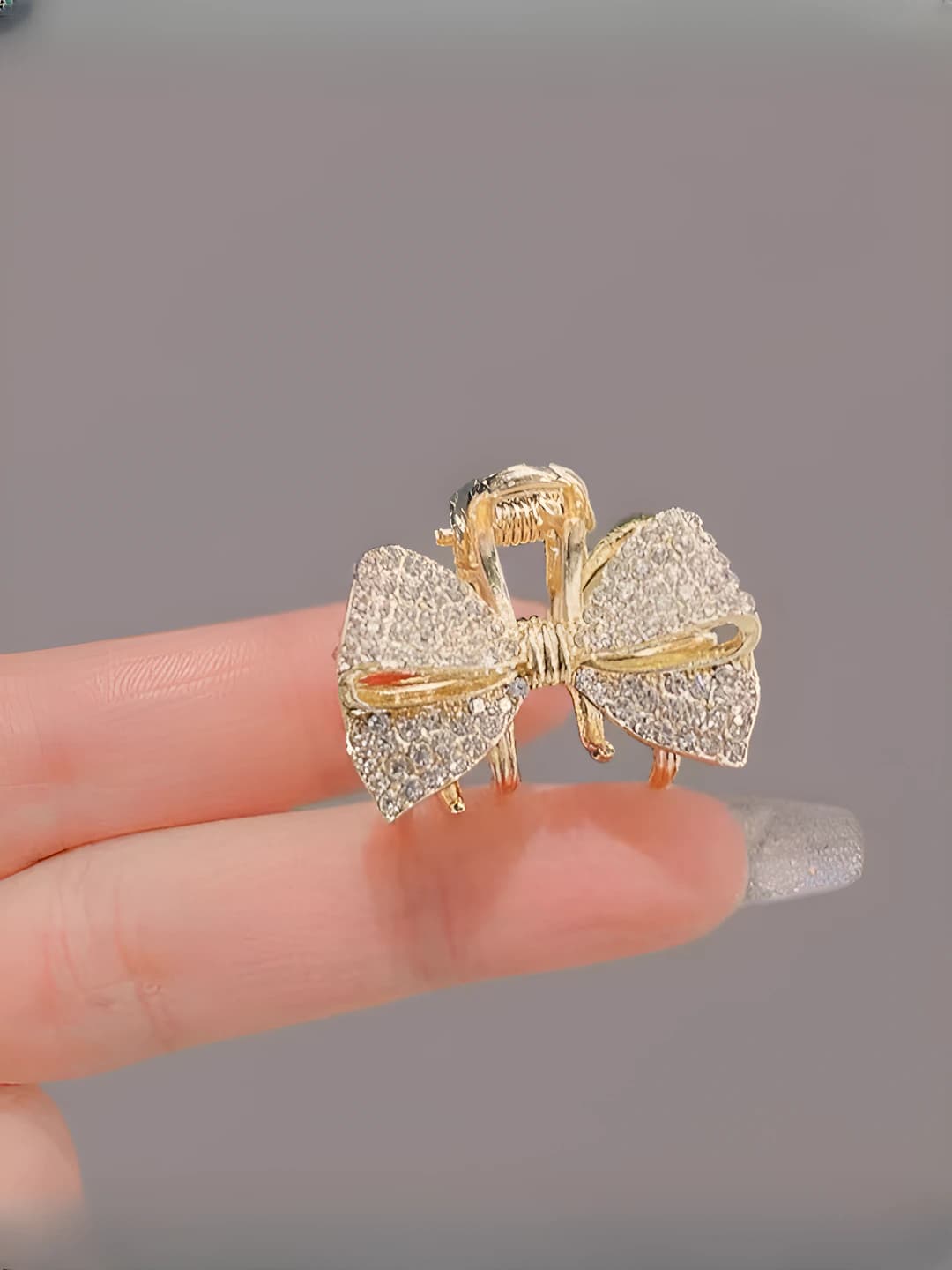 Full rhinestone gold bow
