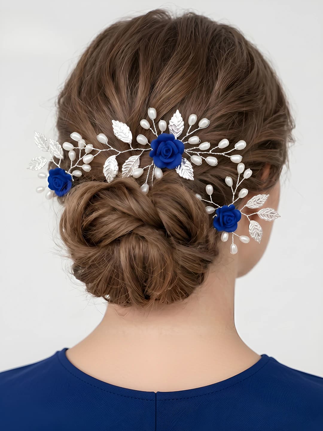 Women's retro style hair accessory set: soft ceramic rose combs, pearl and U-shaped hairpins