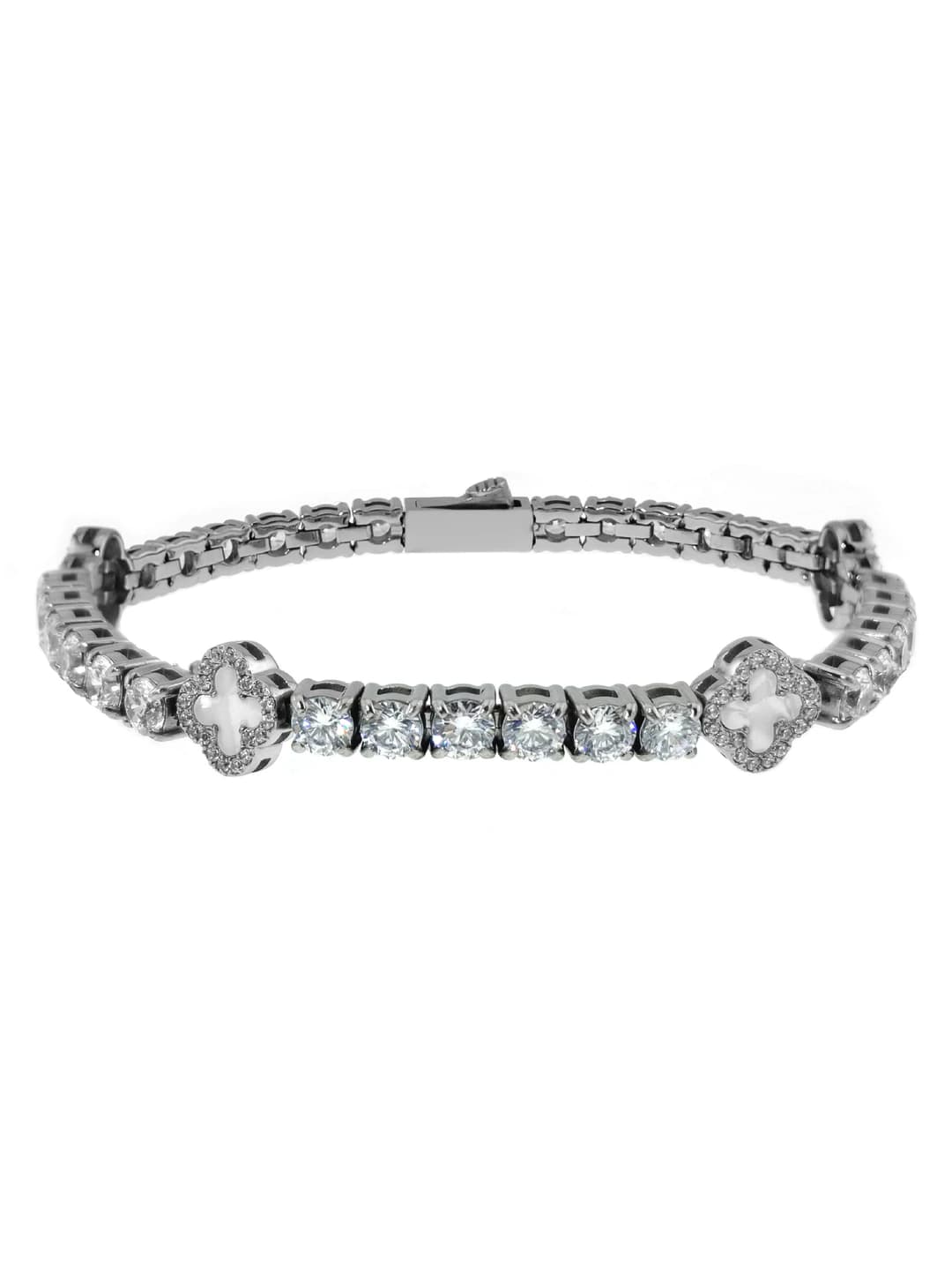 B0392S Steel white mother of pearl clover