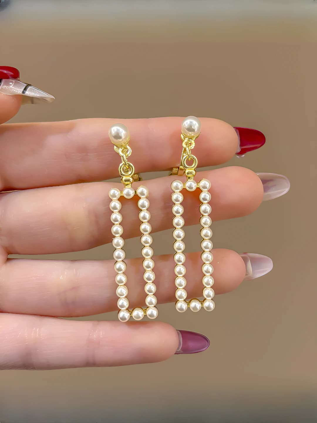 Rectangular pearl studs-925 silver