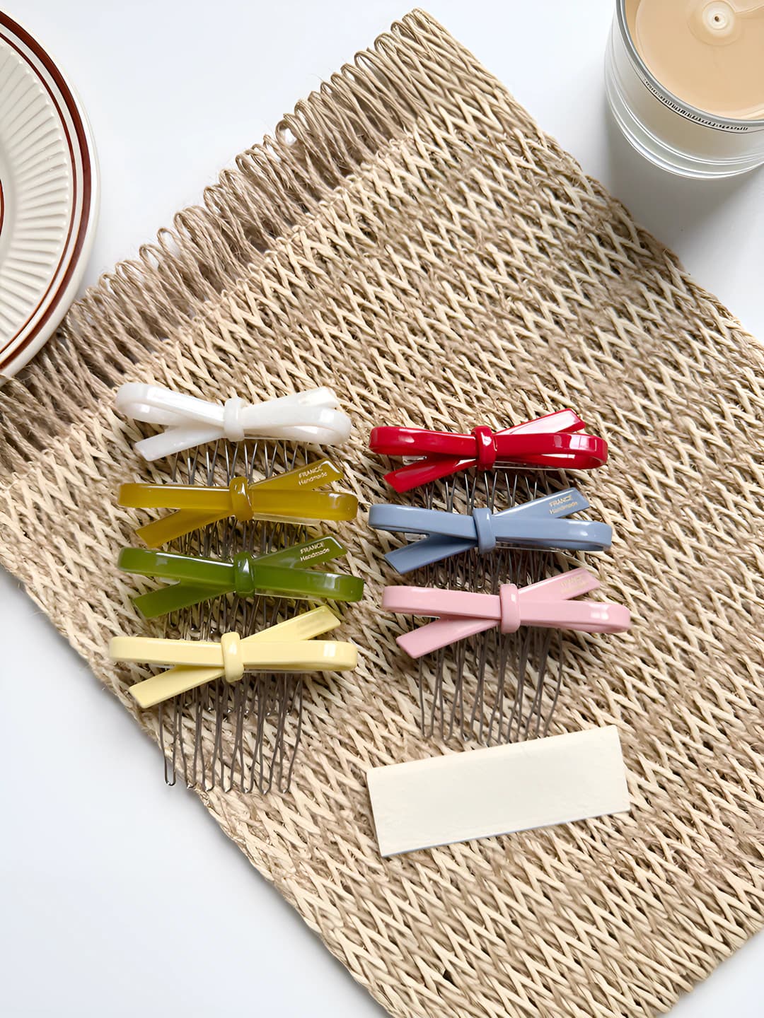 Women's retro seamless hair clip and comb, made of acetate, handmade, bow shape, with starry sky design element