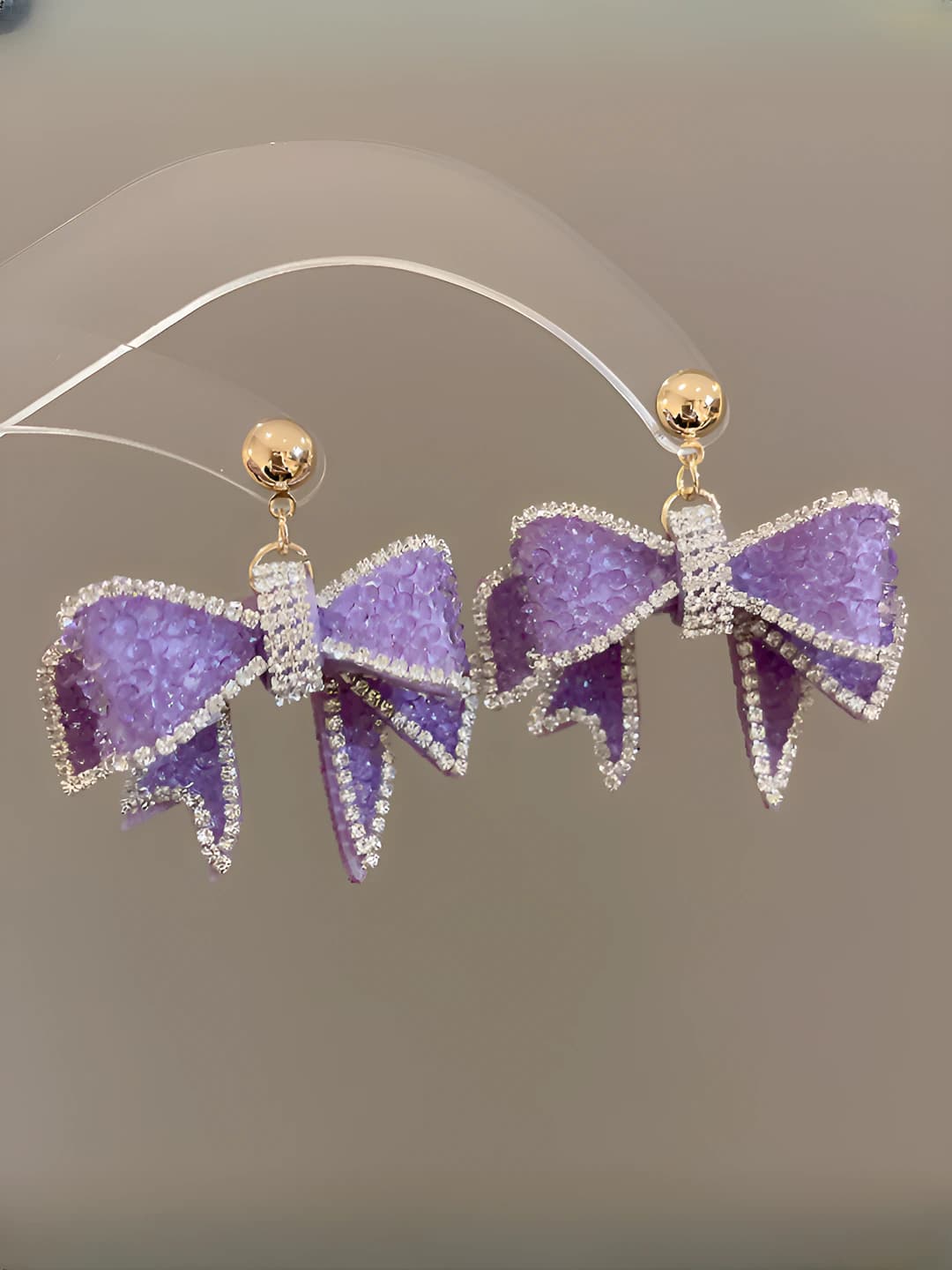 157# Silver - Purple bow
