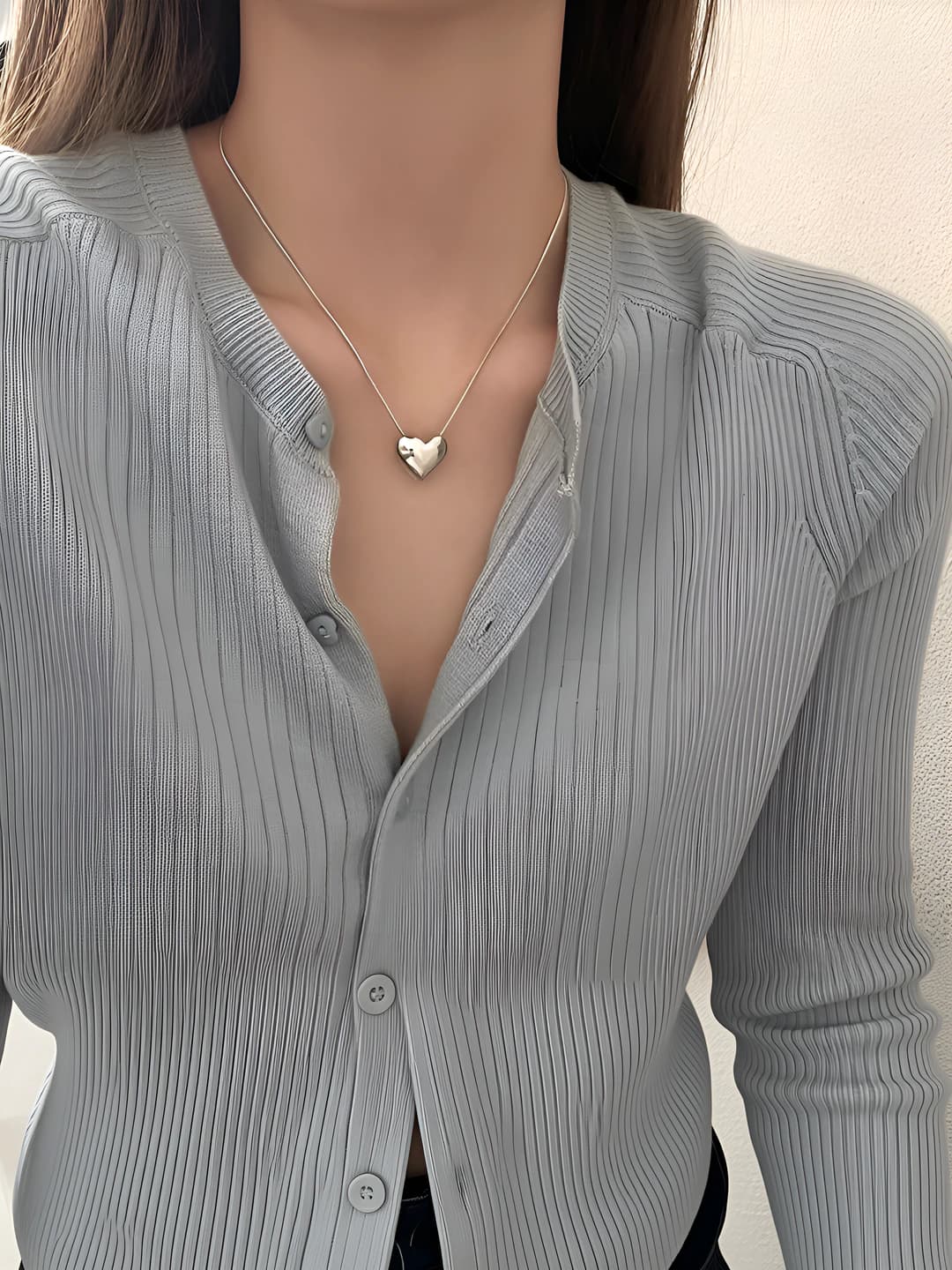 Women's titanium steel snake chain necklace with heart, 2026, Korean style, design element