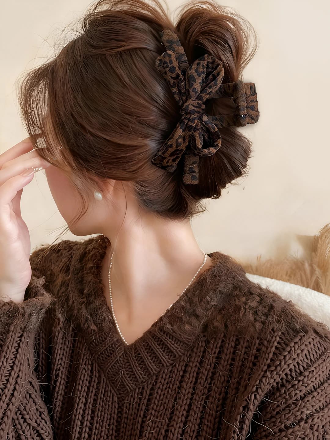 11# Double-sided brown leopard bow