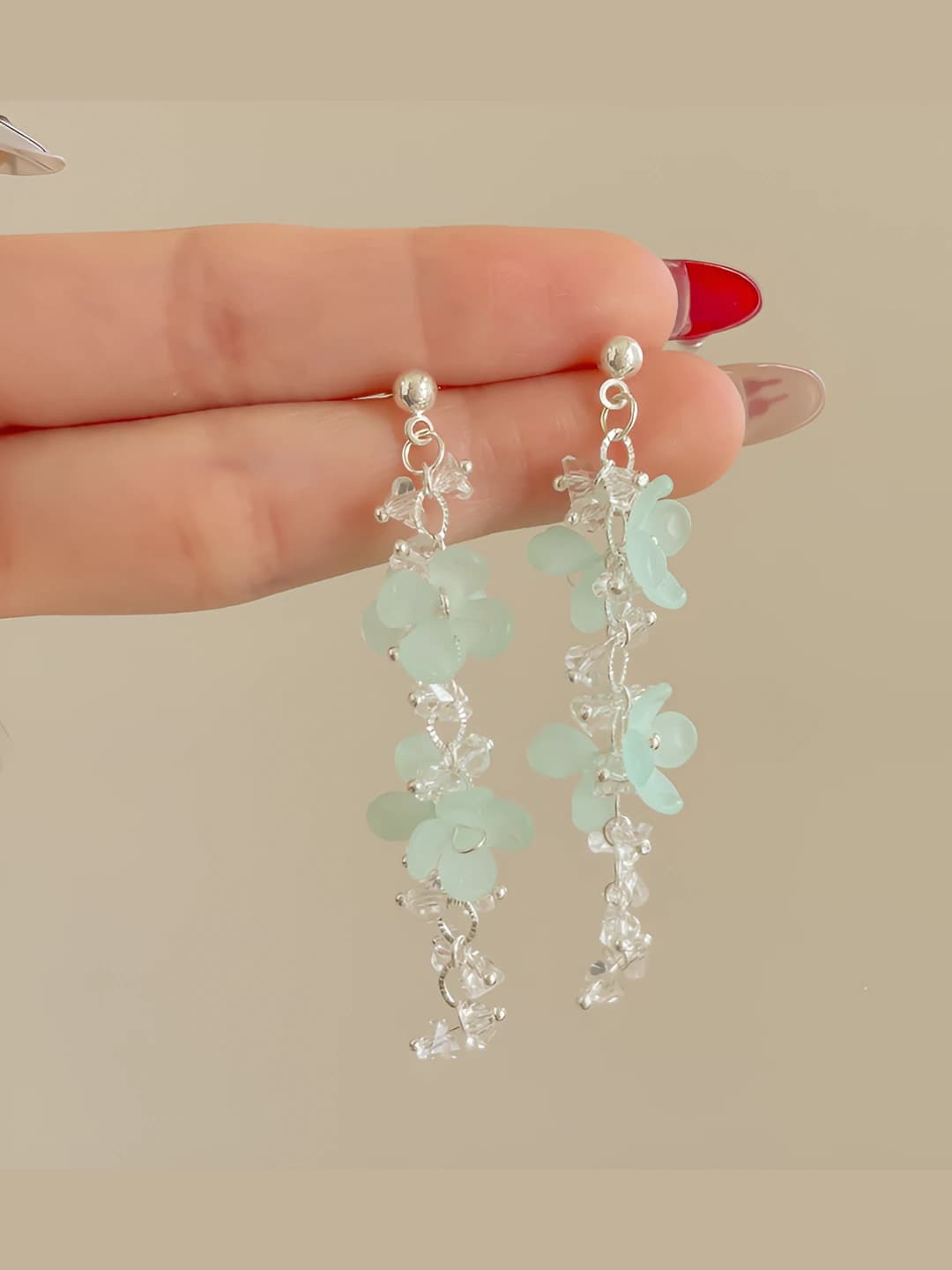 Blue floral silver studs