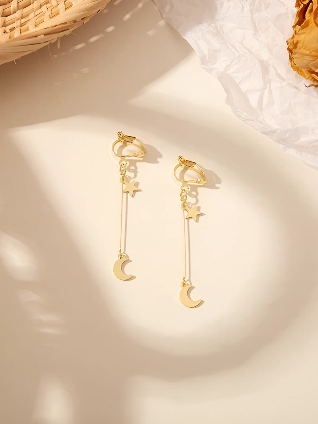 Star and moon ear clips