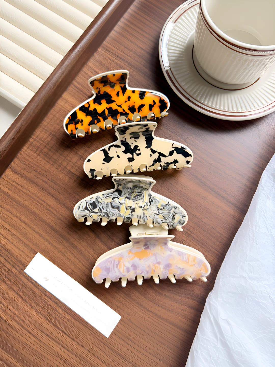 Women's hair clips and combs, PVC, Korean style, retro, leopard print, large shark clip
