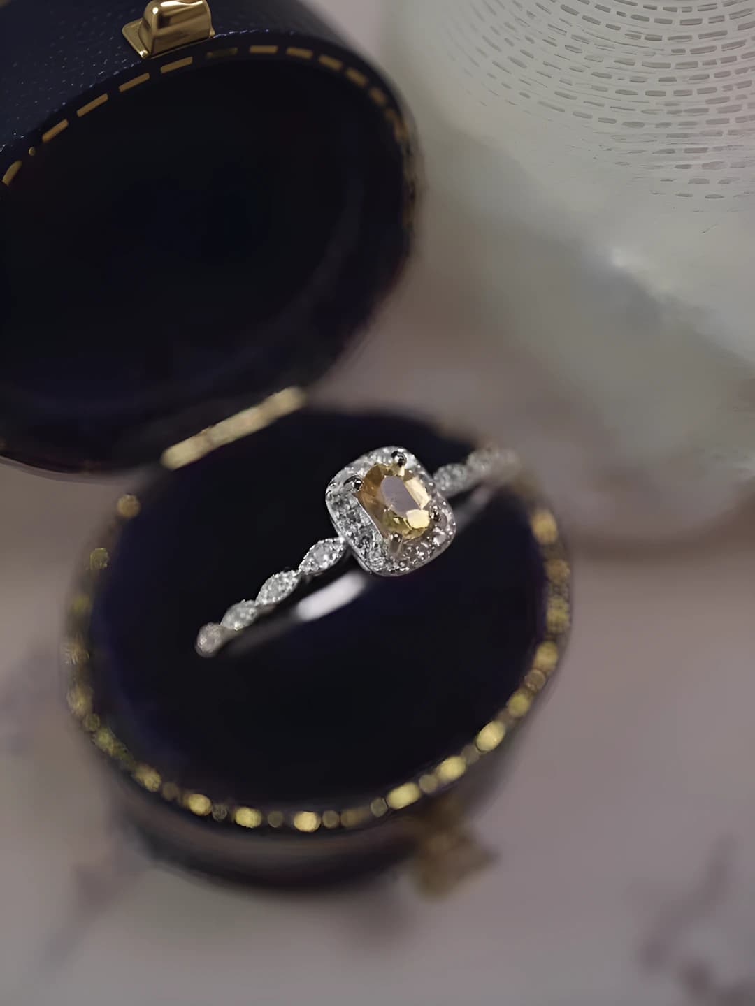 White K yellow candy zircon ring