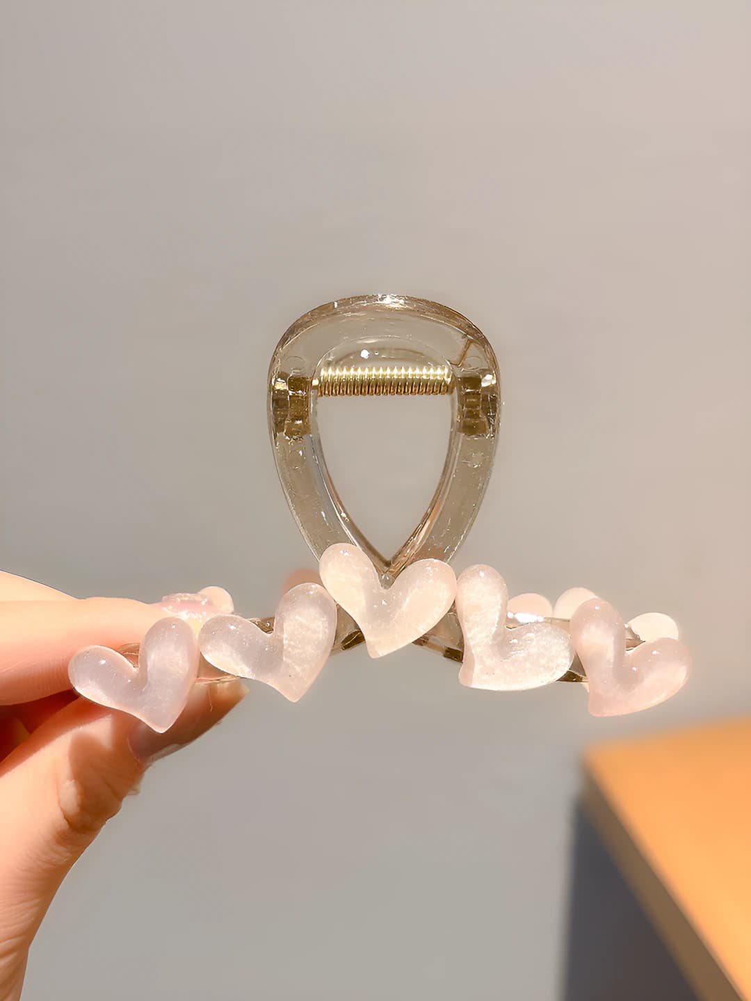 Light pink heart clip 8 cm