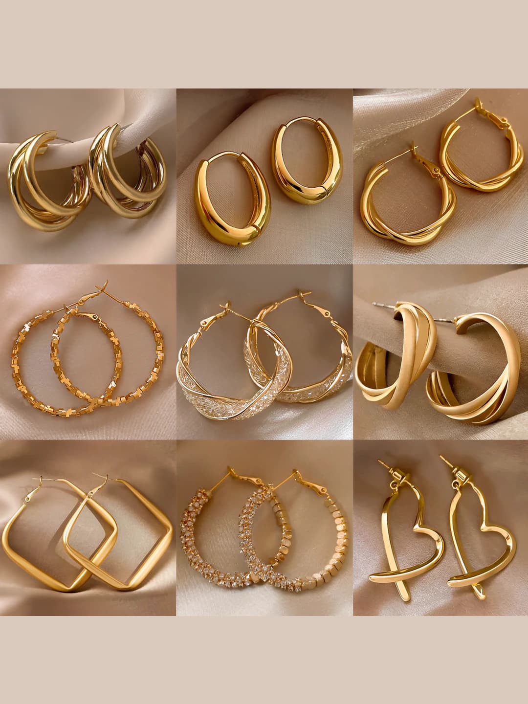 Women's gold hoop earrings made of alloy, cold style, unique design