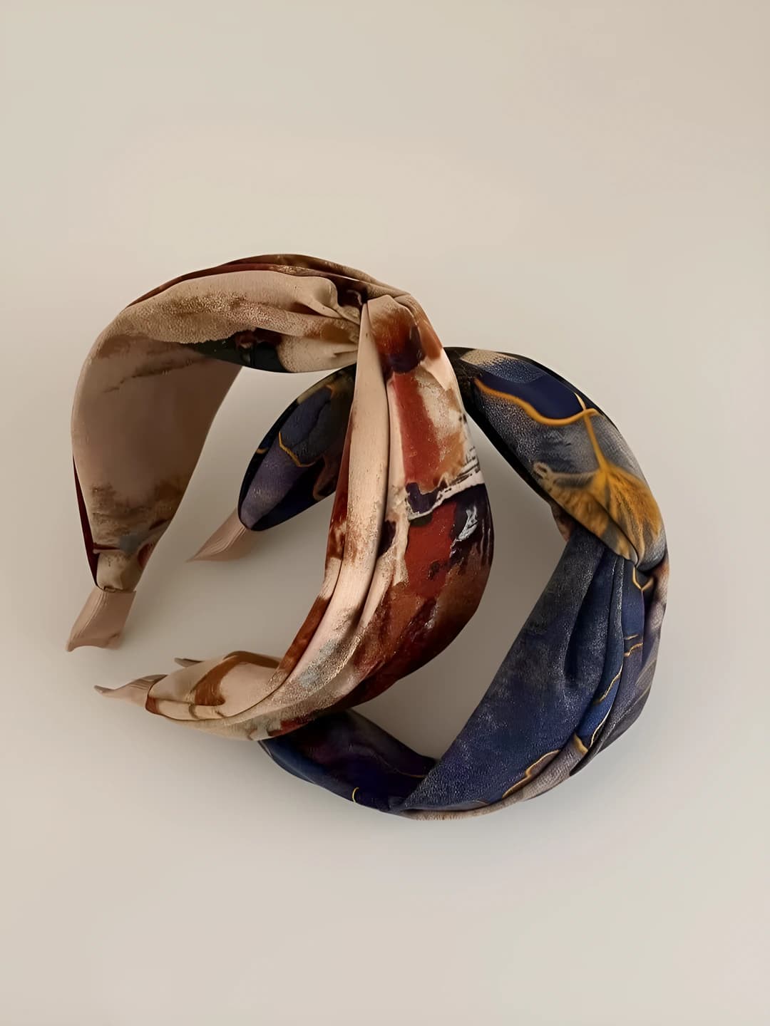 Women's retro tie-dye fabric headband, wide band, cross, high crown, camellia flower, simple style