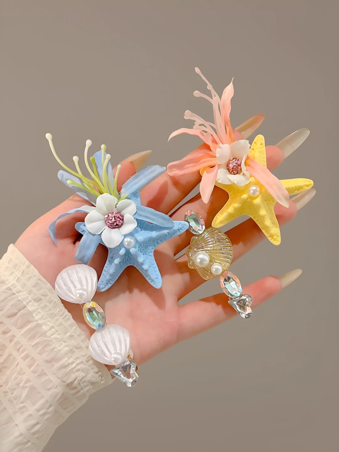 7# Flowers and starfish, 4 pcs