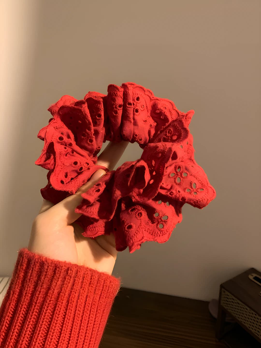 12# Red lace cutout double layer 12 cm