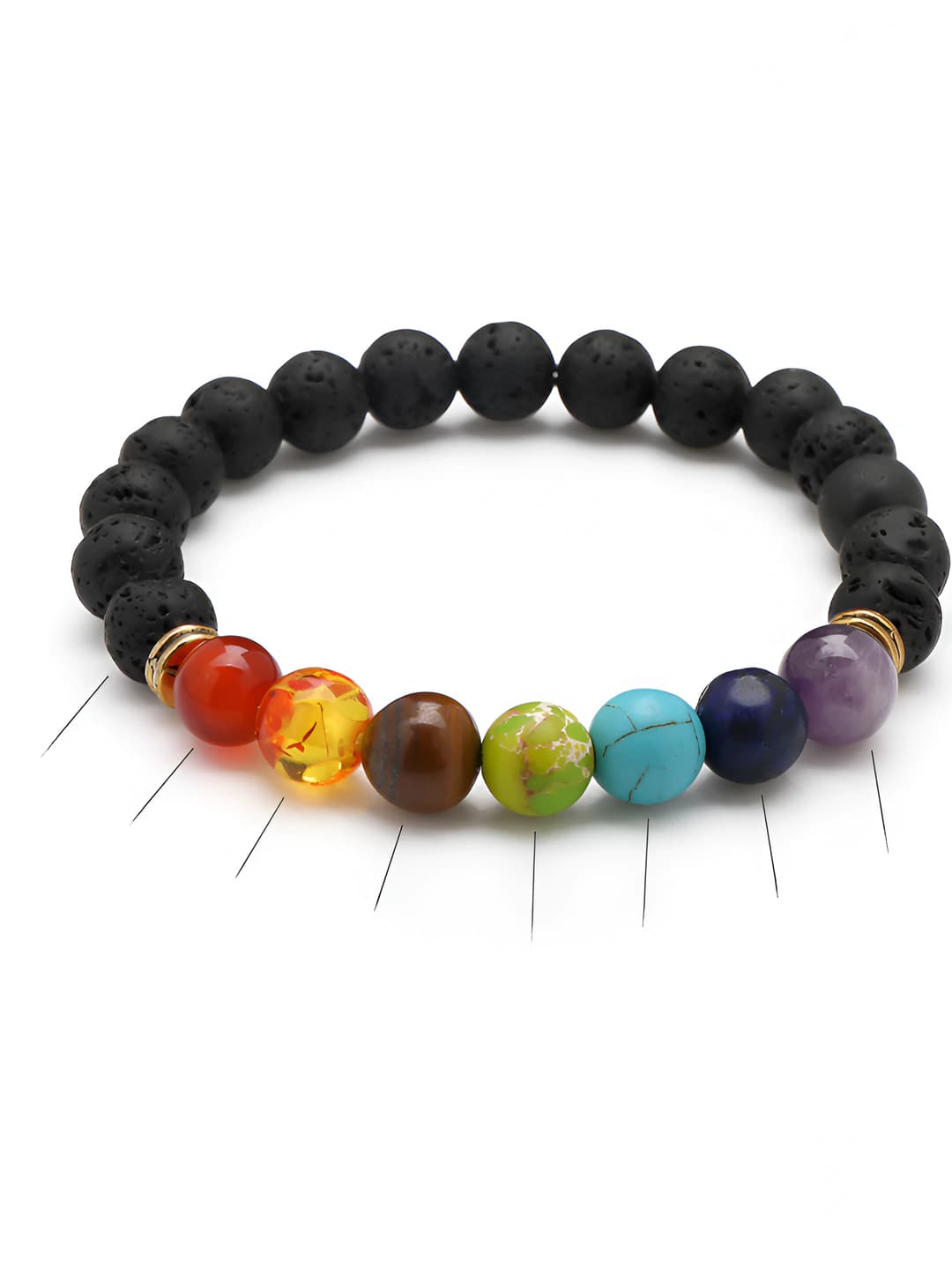 Retro style aromatherapy bracelet made of volcanic stone, geometric shape, for men and women