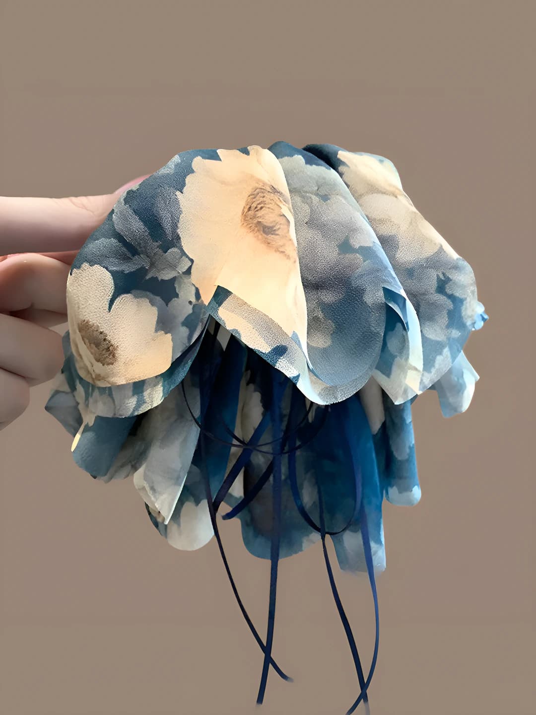 Navy, floral, 4 cm