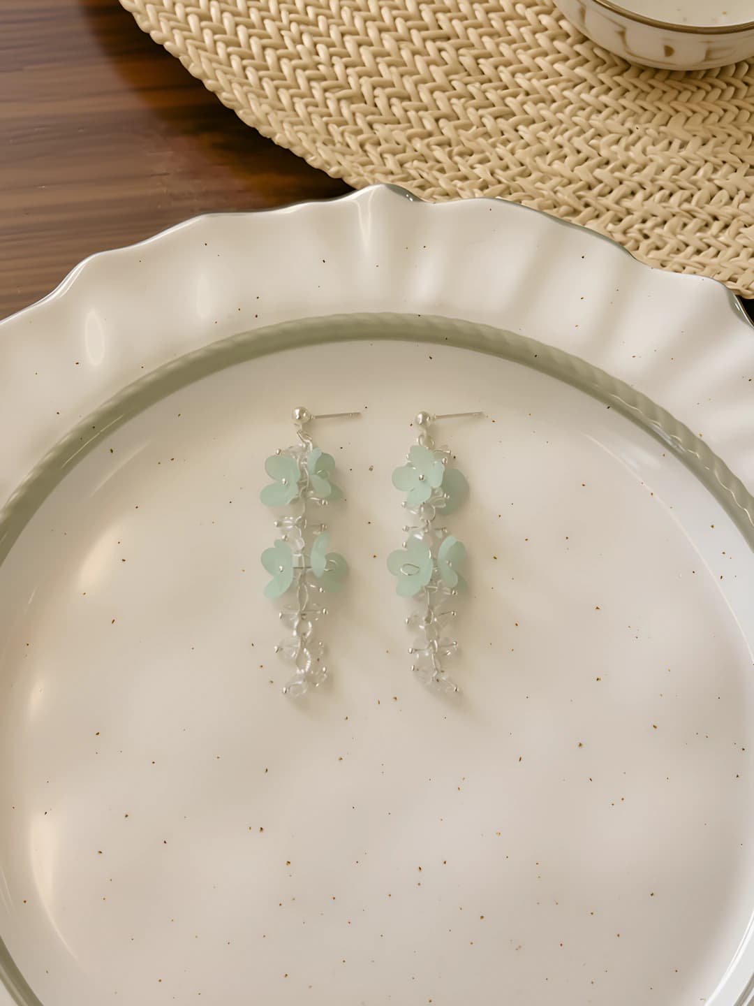 Blue floral silver studs