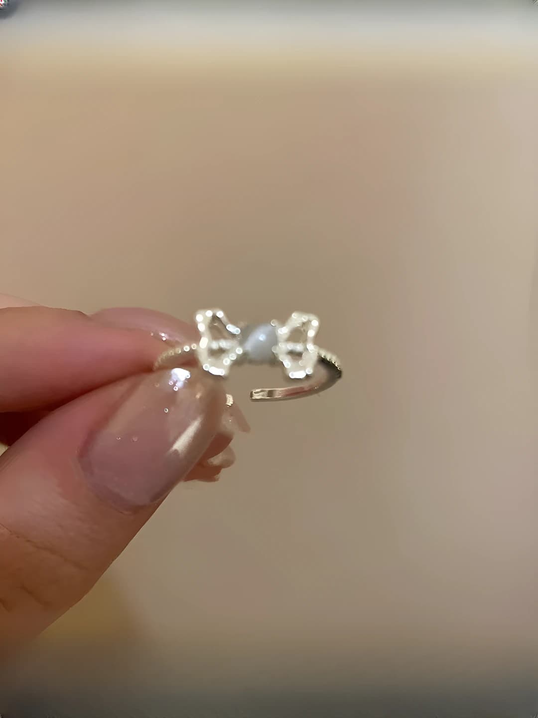 Кошачий глаз бантик кольцо