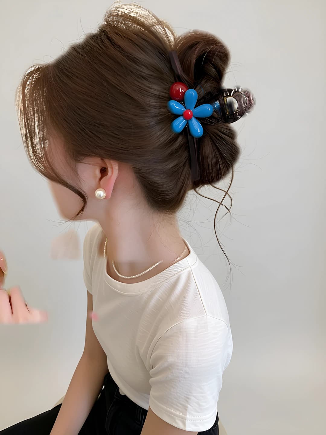 6# Blue small flowers brown ~12.5 cm
