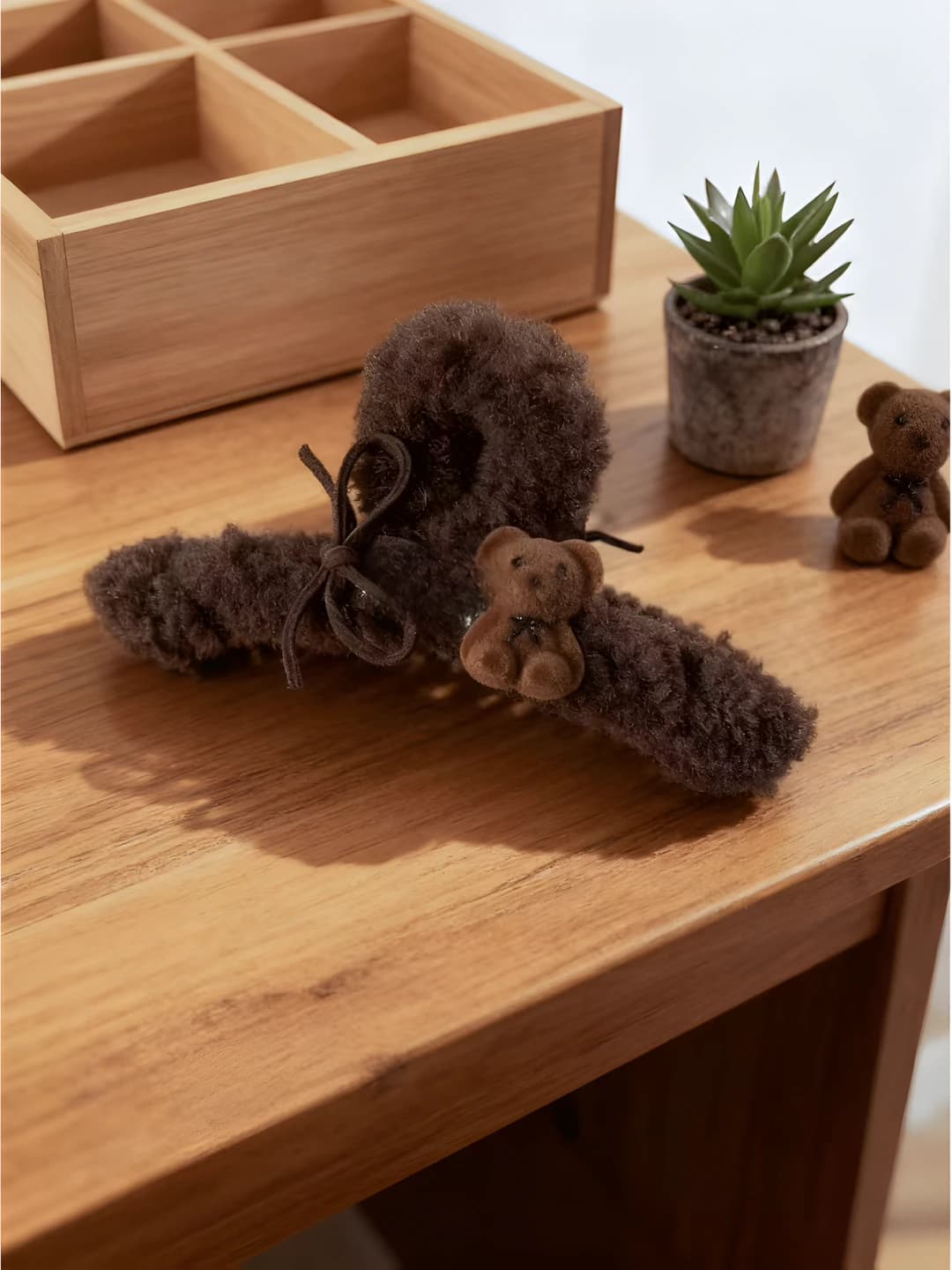 Coffee bear hair clip