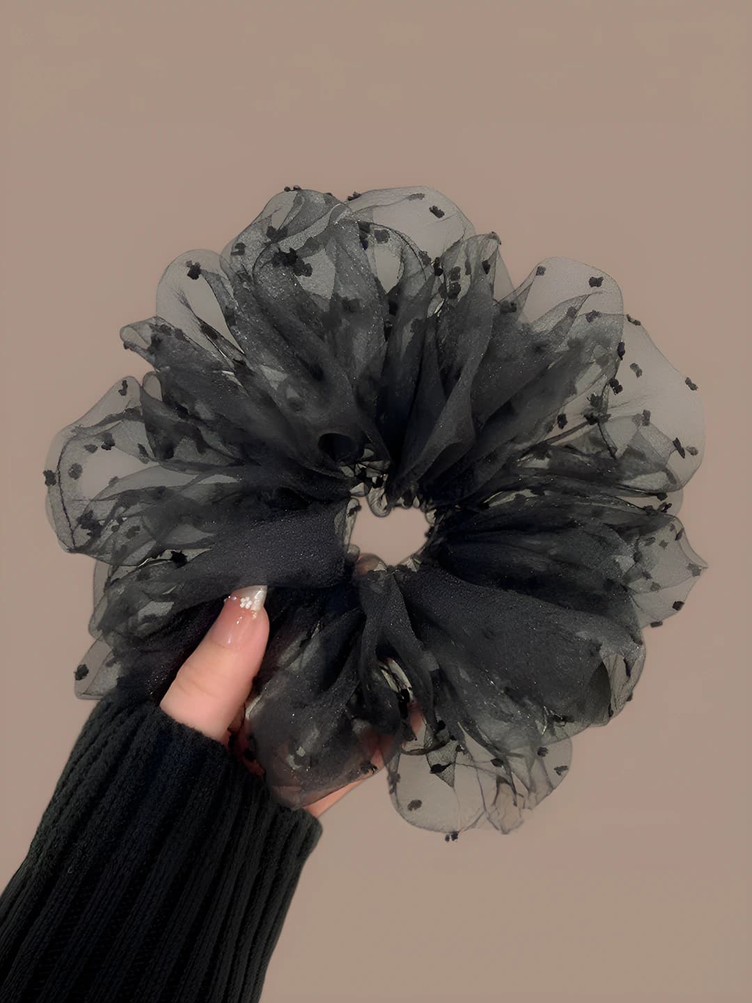 2# Black butterfly scrunchie ~18 cm