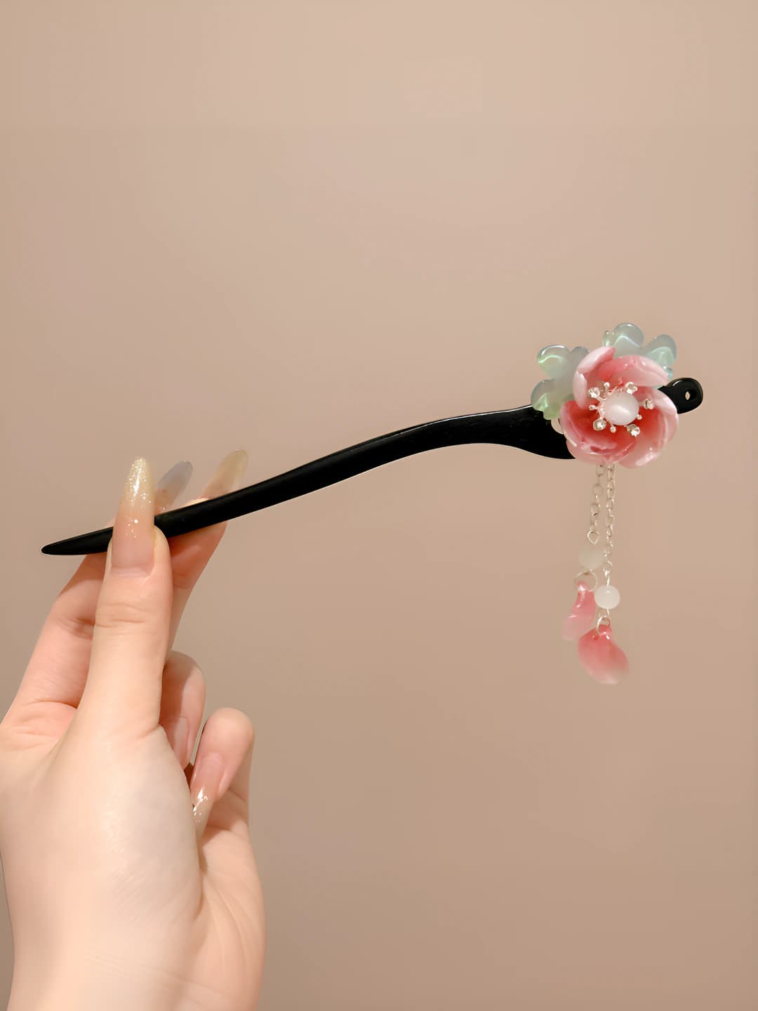 5# Шпилька с цветком персика [18cm]