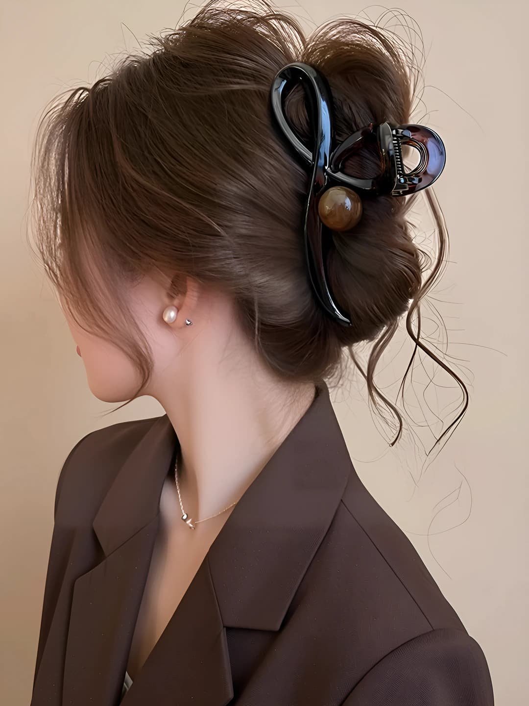 4# [Caramel pearl large clip 13cm