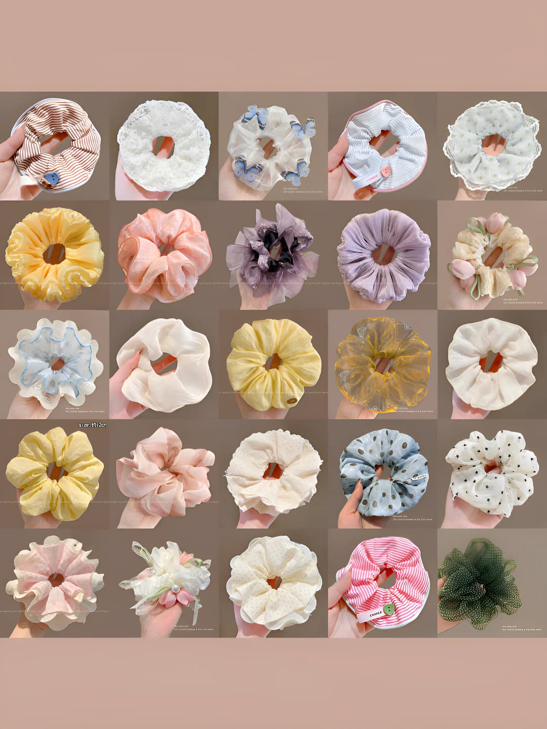 Women's large fabric scrunchie hair tie in retro style