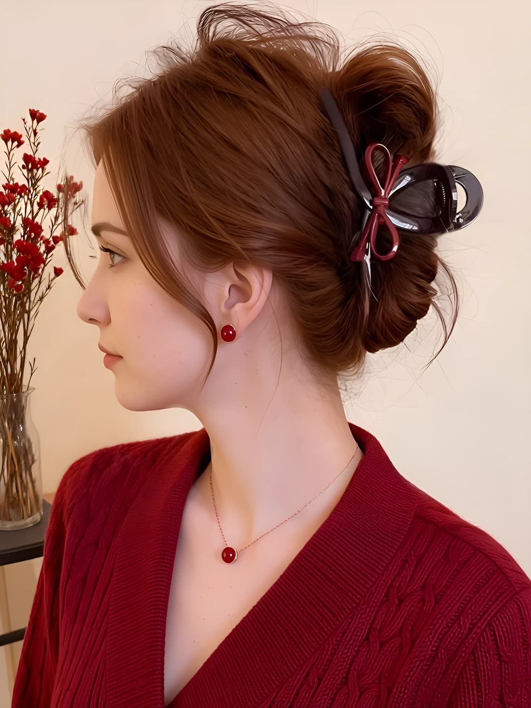 4#1# Red bow double-sided 6cm