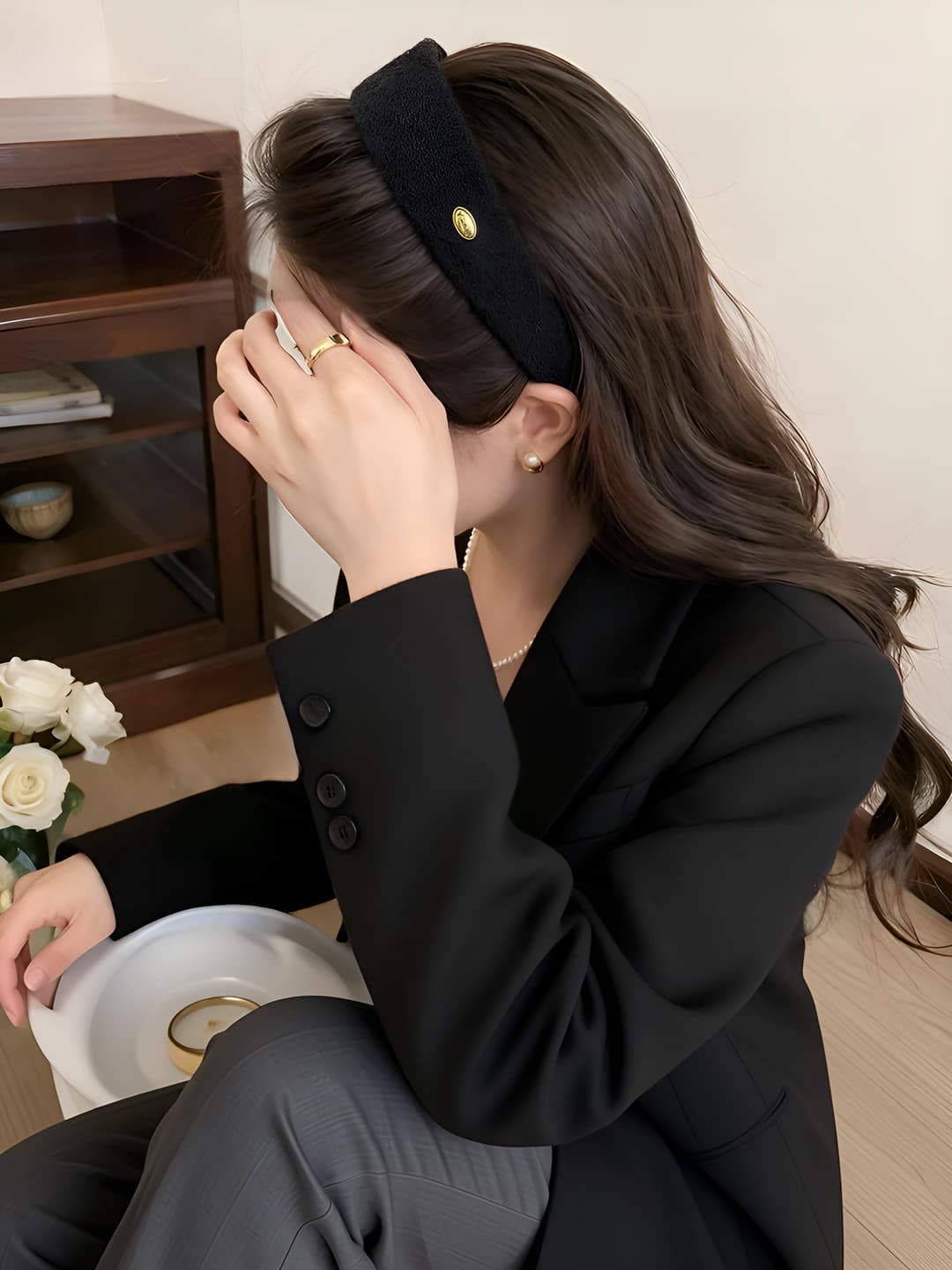 4# Black headband 4 cm