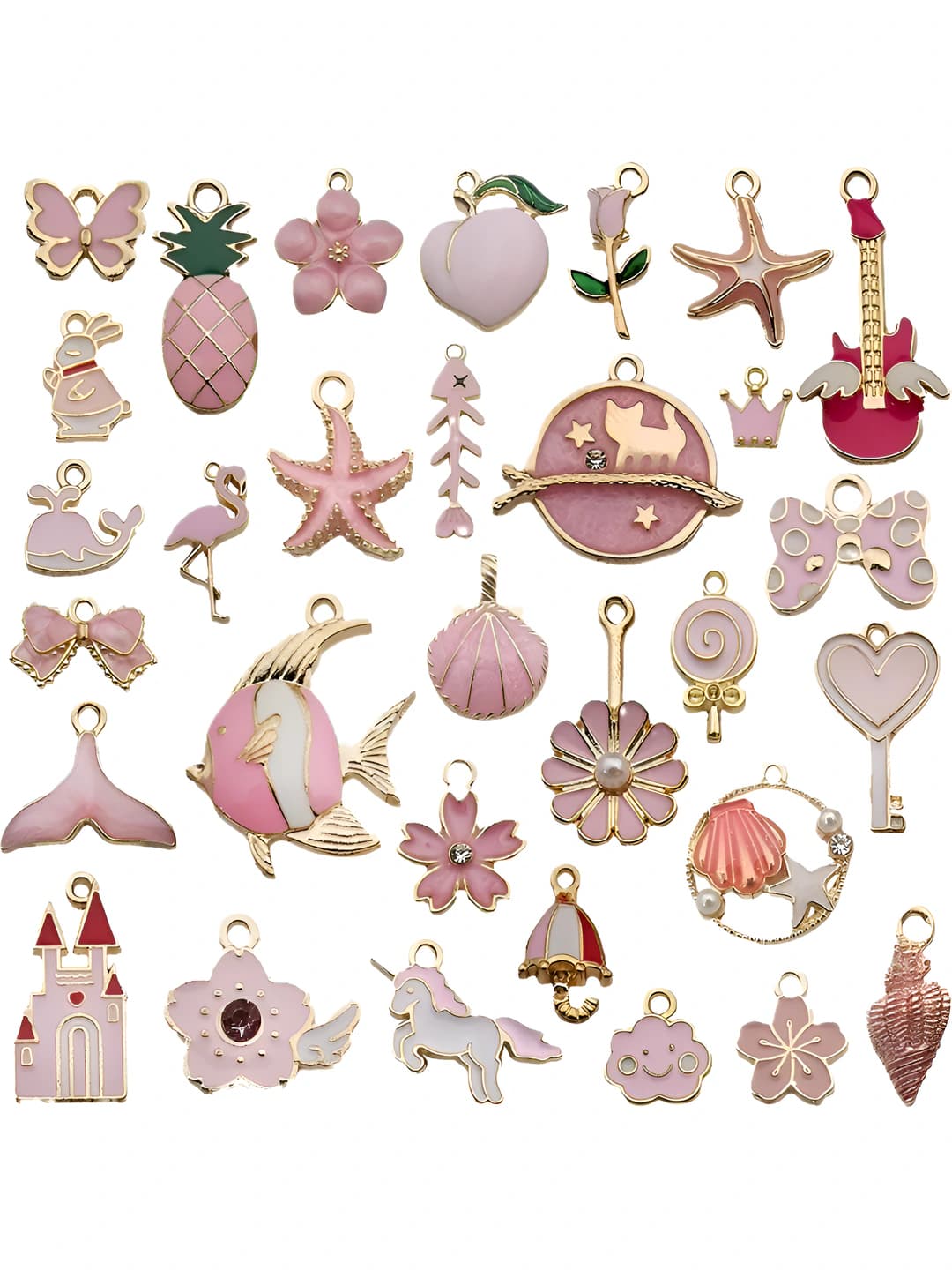Women's DIY enamel alloy charms: pink, Korean style, stars, earrings