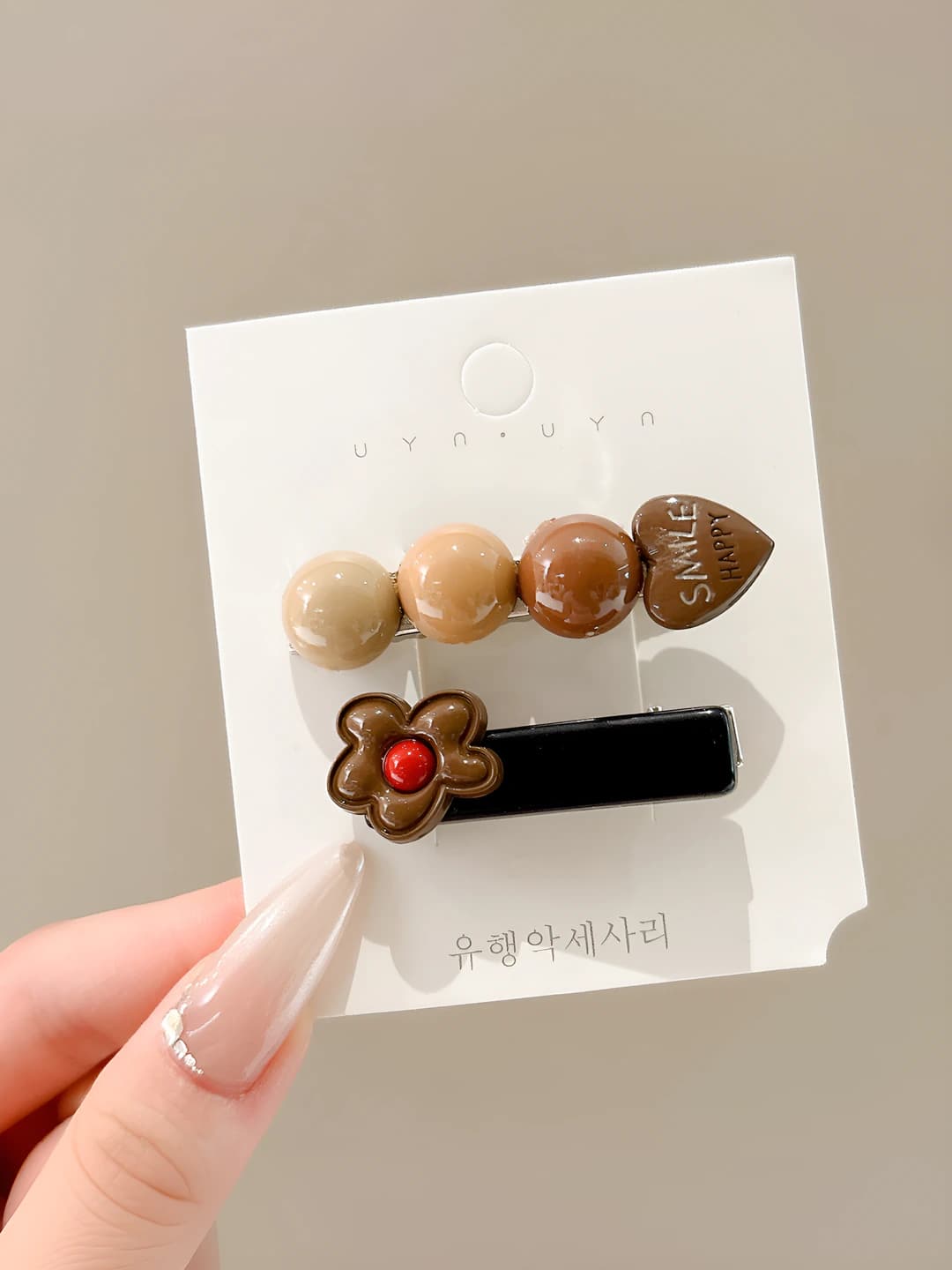 1# Flowers and bead - Coffee-red, 4.5/5.5 cm